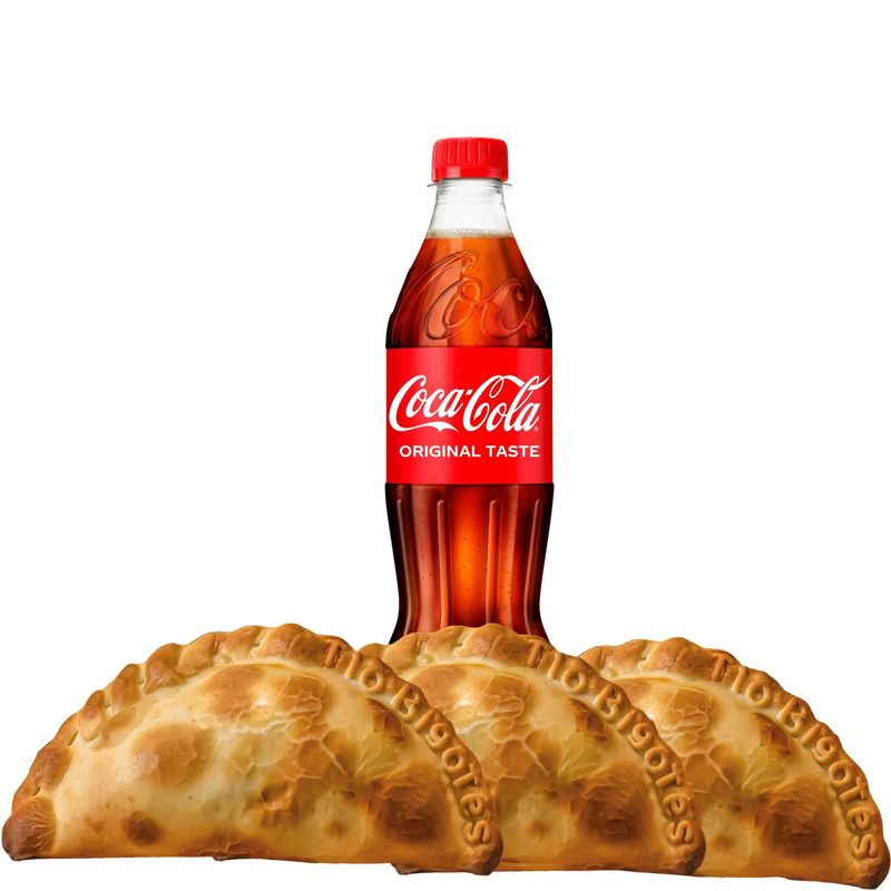 3 EMPANADAS + 1 BEBIDA COCA-COLA 500ML